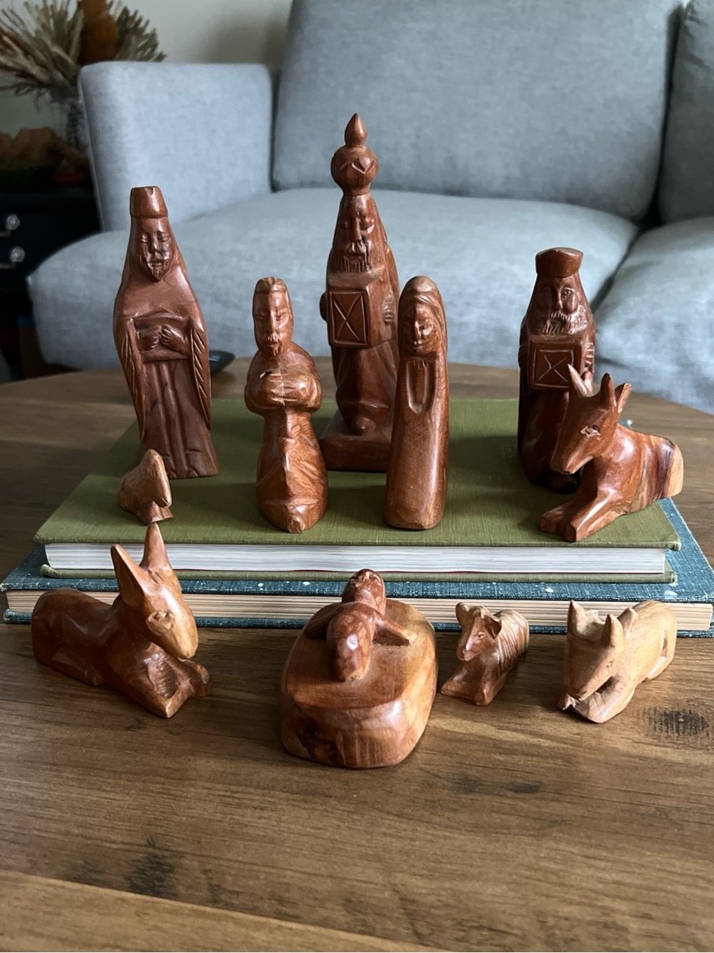 Hand Carved Wooden  11-piece Nativity Scene Made In Haití